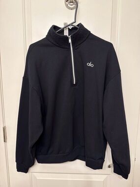 Alo Black Accolade 1/4 Zip Pullover